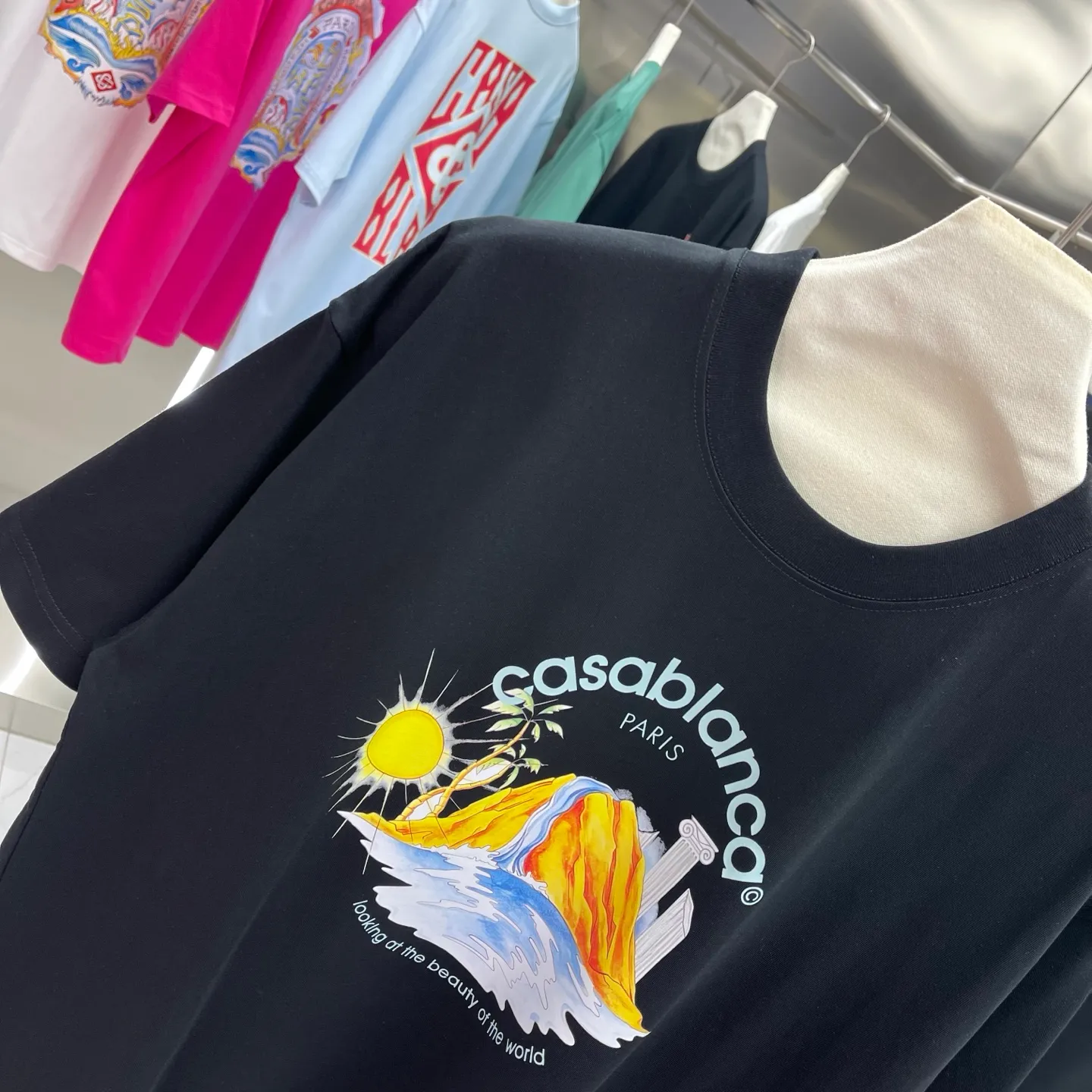 25ss New Arrival Casablanca Classic Series T ～ ， ， 。 ， Classic ， In Stock ！ ：White Black Light Blue Size：S M L XL XXL